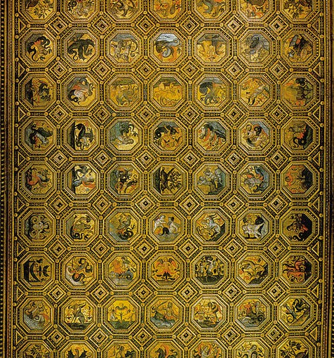Pinturicchio: Soffitto dei Semidei, anno 1490, olio su carta su legno, Palazzo dei Penitenzieri, Roma.